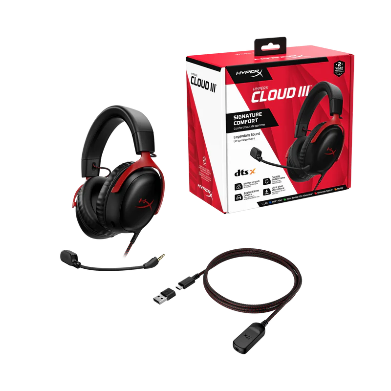 AURICULAR HYPERX CLOUD III BLACK/RED