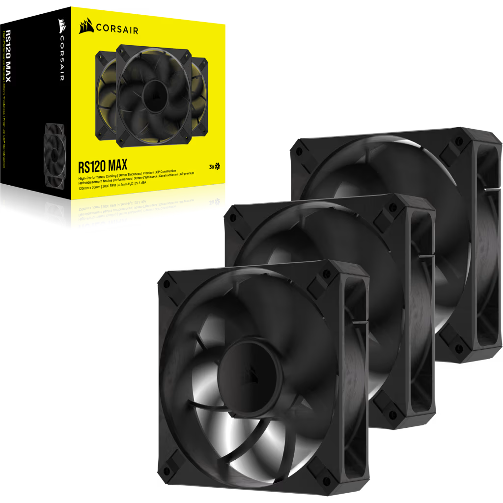 COOLER FAN CORSAIR RS120 MAX PWM BLACK PACK X3