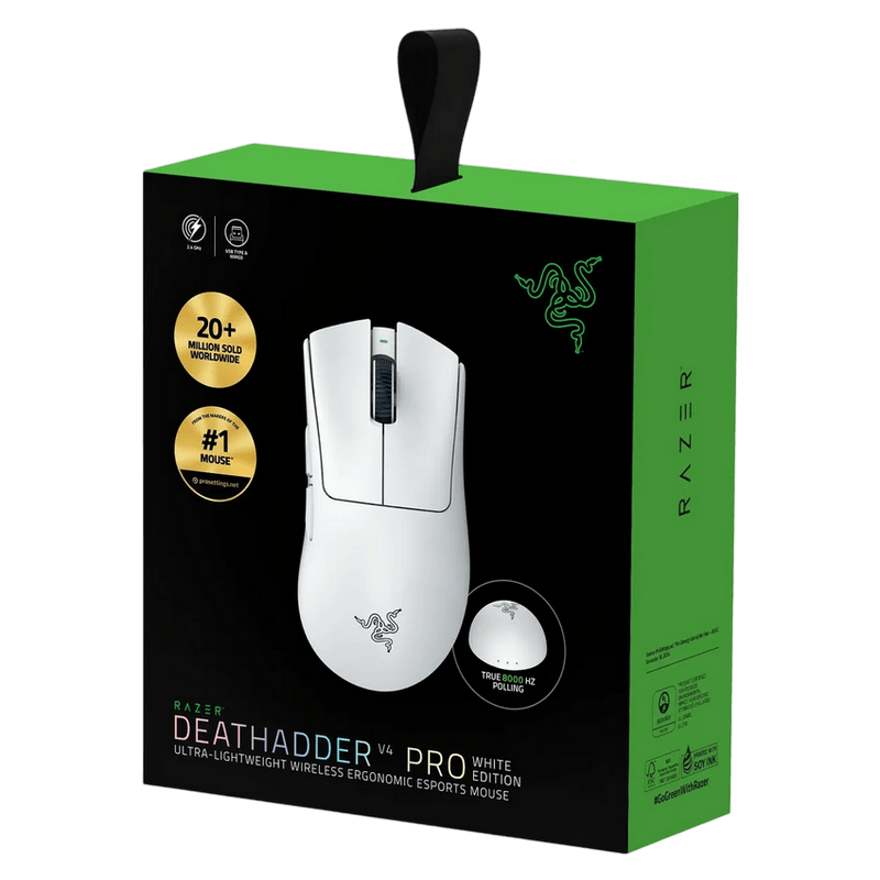 RAZER MOUSE DEATHADDER V4 PRO WIRELESS ESPORTS WHITE EDITION