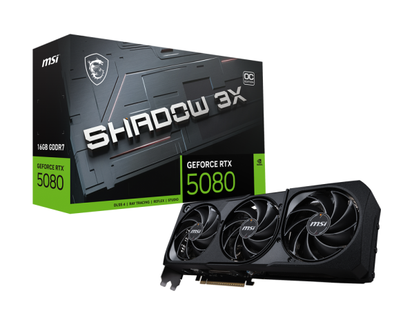 PLACA DE VIDEO MSI RTX 5080 SHADOW 3X OC 16GB GDDR7